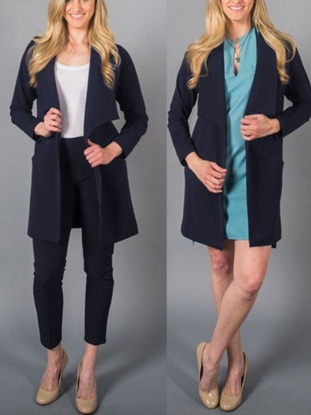 New Betabrand Navy Travel Dress Suit Jacket Medium